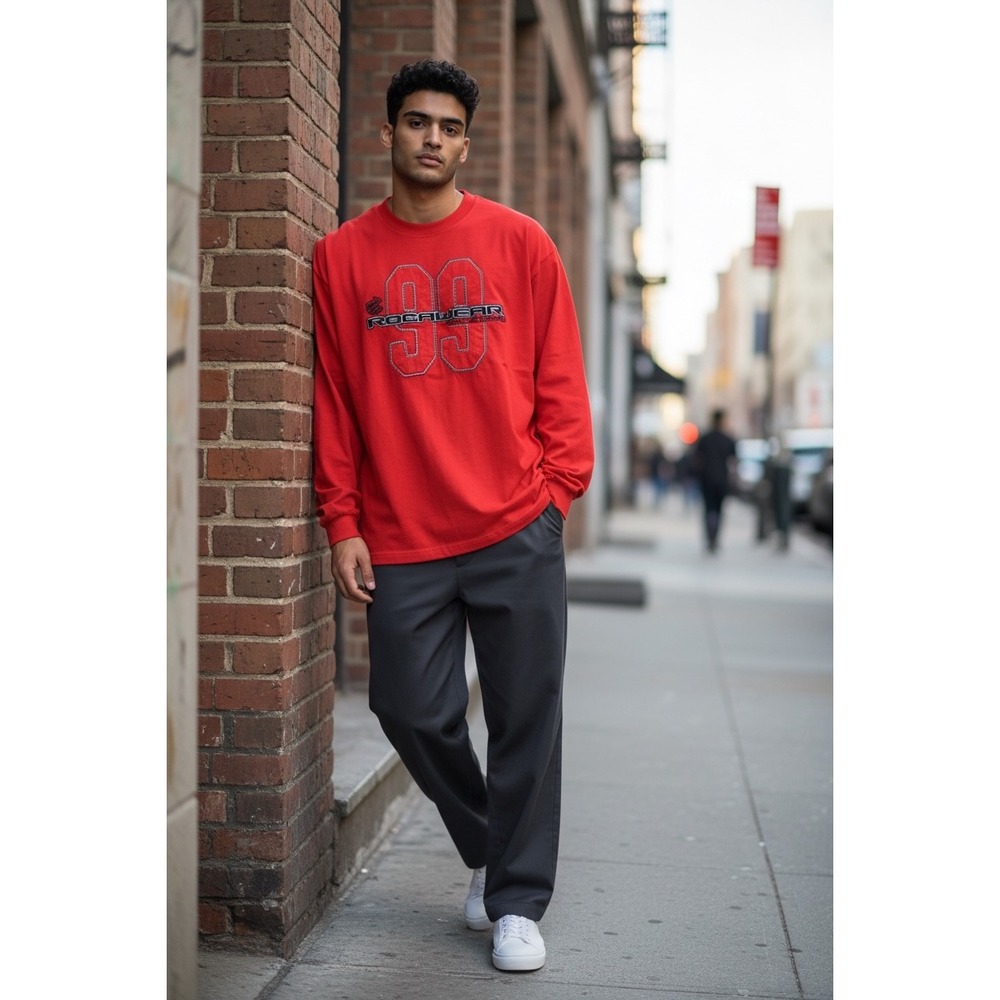 Vintage Rocawear Y2K Mens Long Sleeve Graphic T-Shirt Embroidered Streetwear XL